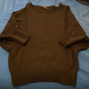 Dolman sleeve banded waist 3/4 sleeve sweater